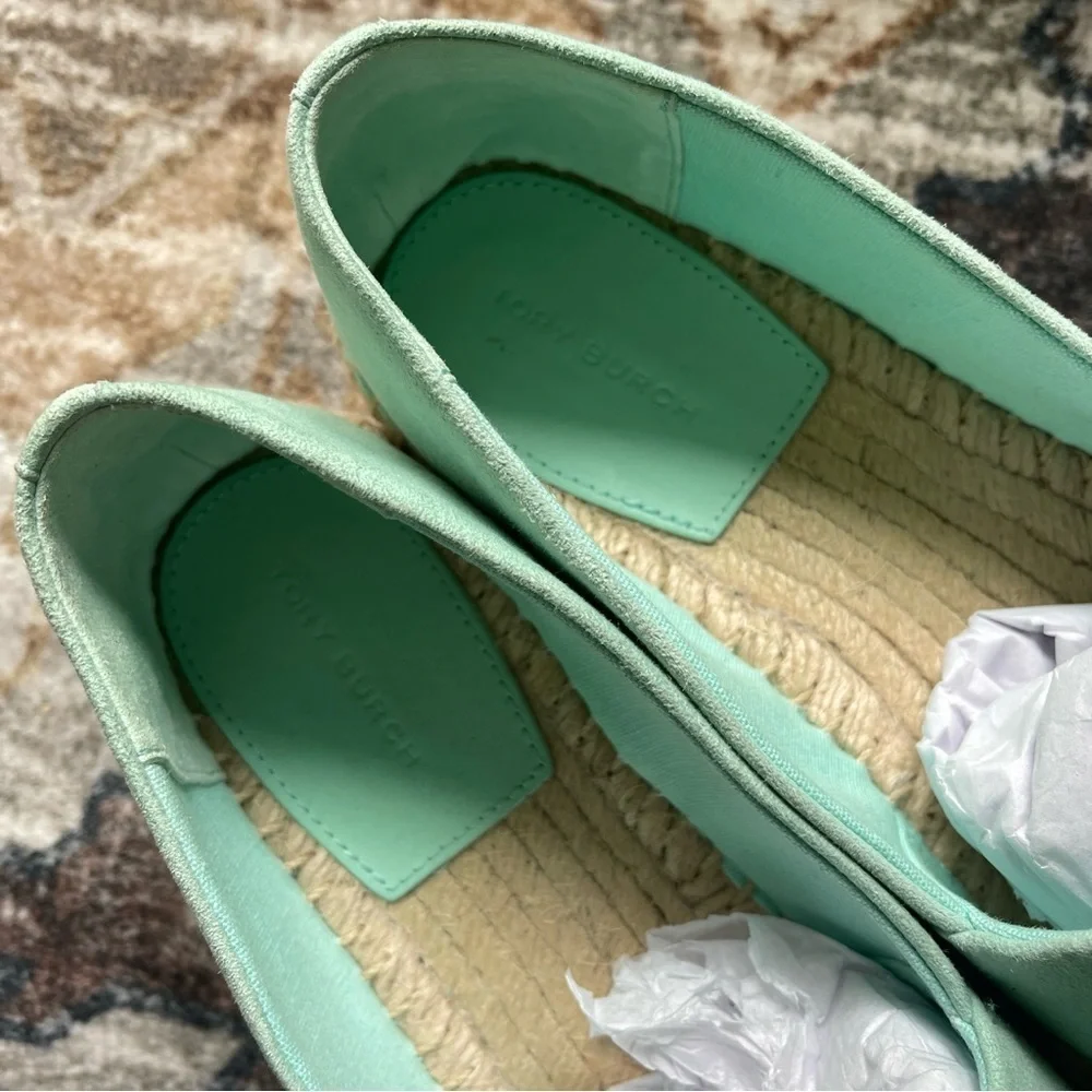 Tory Burch‎ Everly Platform Soft Aqua Royal Suede Espadrilles